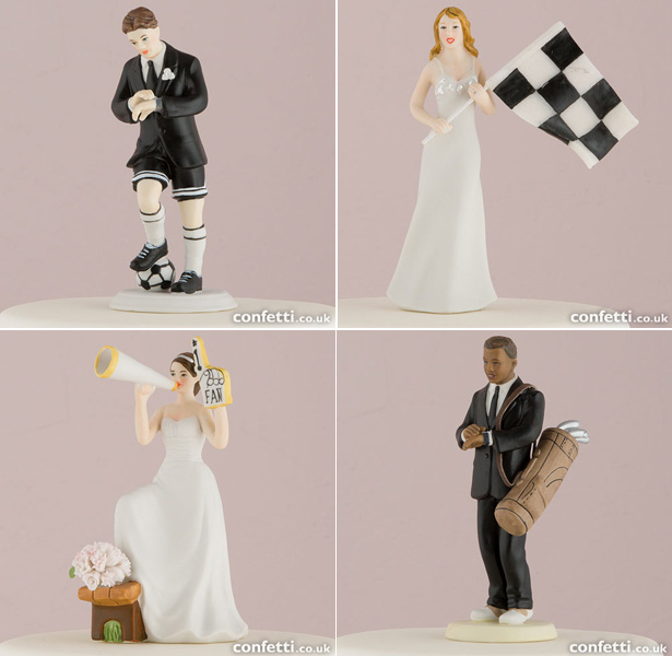 Sporty Cake Toppers | Bride and Groom sport fanatic cake toppers | Confetti.co.uk