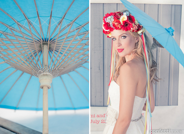 Powder blue wedding parasol | Confetti.co.uk