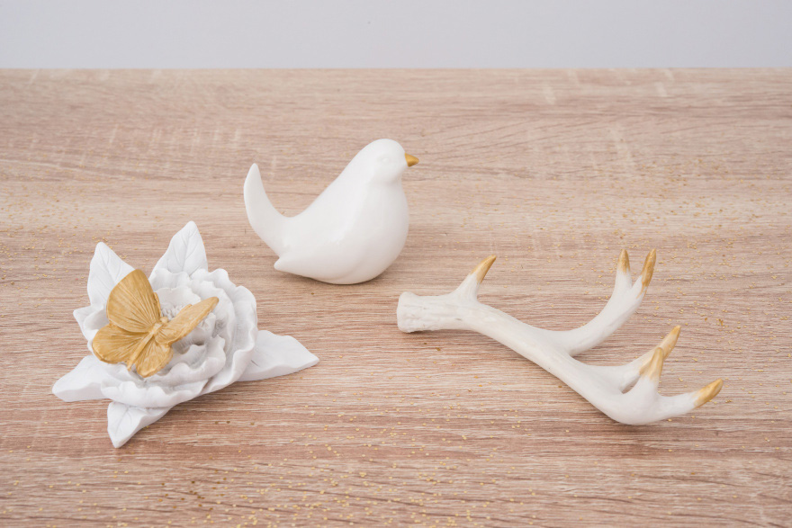 DIY Gold Accents Antlers Porcelain Bird and Butterfly | Confetti.co.uk