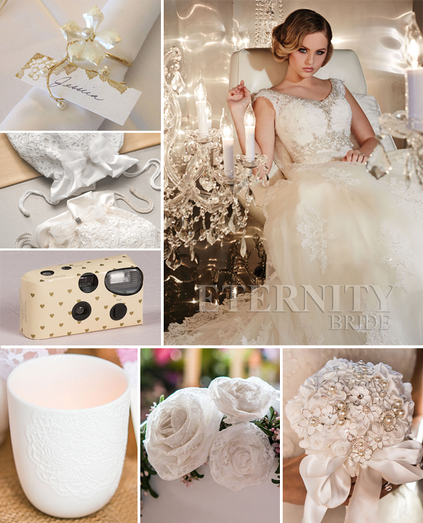 Classic ivory and gold wedding theme with Eternity Bride's dress style D5196 | Confetti.co.uk