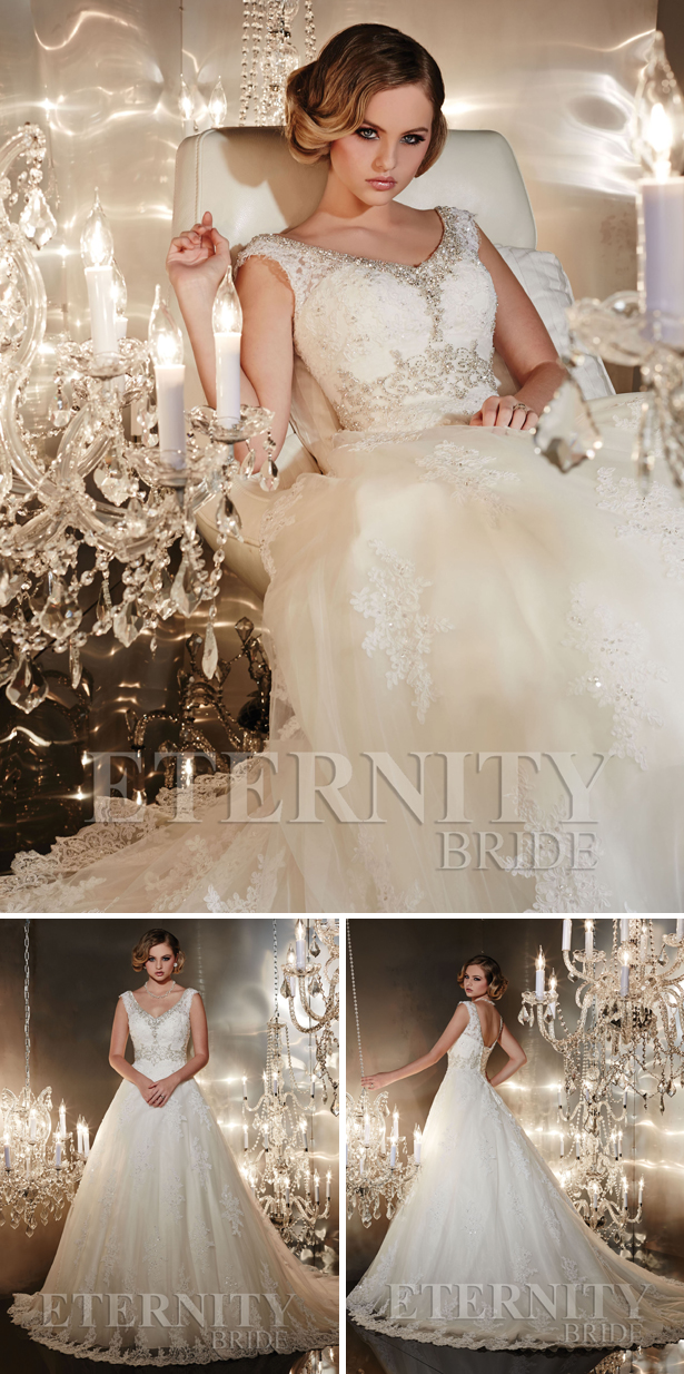 Eternity Bride Collection Wedding Dress D5196 front, side and back | Confetti.co.uk