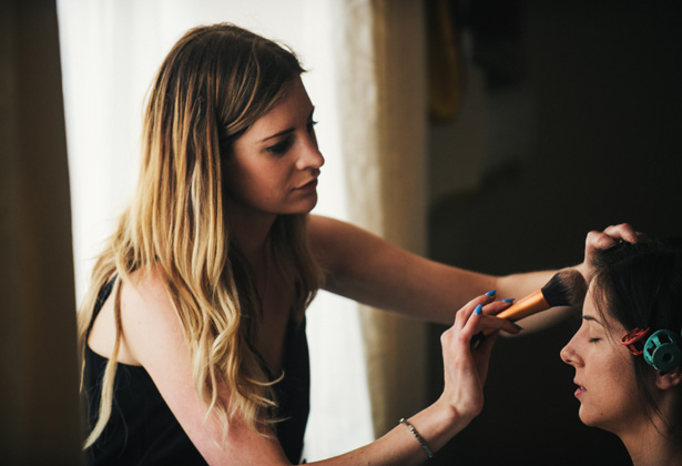 Rosie Finnagan  Makeup artist getting the bride ready for her big day | Francesca & Arun's Fusion Real Wedding | Confetti.co.uk  