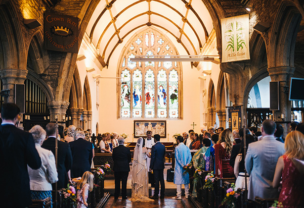 The bride and groom together at the altar | Francesca & Arun's Fusion Real Wedding | Confetti.co.uk  