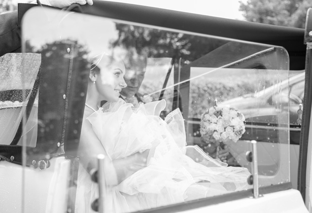 Bride with her father in a vintage Rolls Royce  | Becki and Rob’s Real Wedding By Jenny Martin Photography | Confetti.co.uk