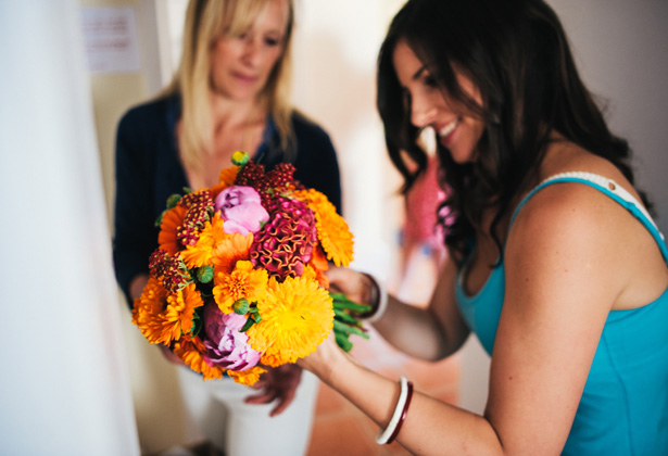 Vibrant colour bridal bouquet | Francesca & Arun's Fusion Real Wedding | Confetti.co.uk  