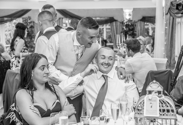 Groom talking to his wedding guests at the wedding reception| Becki and Rob’s Real Wedding By Jenny Martin Photography | Confetti.co.uk