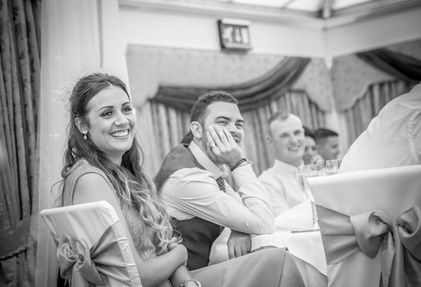 Wedding guests enjoying the wedding speeches | Becki and Rob’s Real Wedding By Jenny Martin Photography | Confetti.co.uk