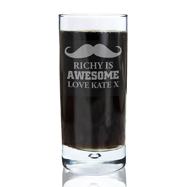 Personalised moustache high ball glass | Confetti.co.uk