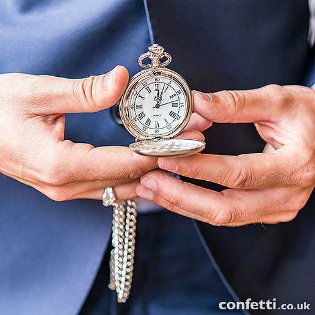 Christmas gift Personalised silver pocket watch