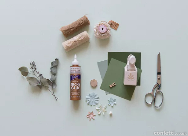 Materials needed to create DIY burlap napkin wraps | Confetti.co.uk