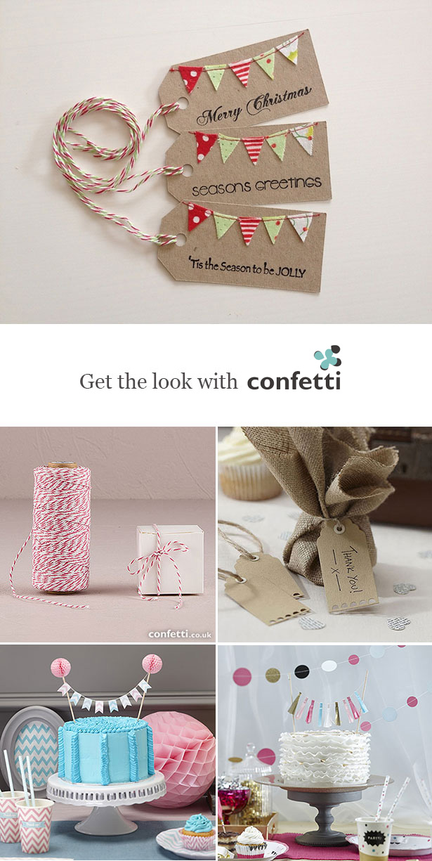 Creative gift wrapping |Mini bunting gift tags | Confetti.co.uk