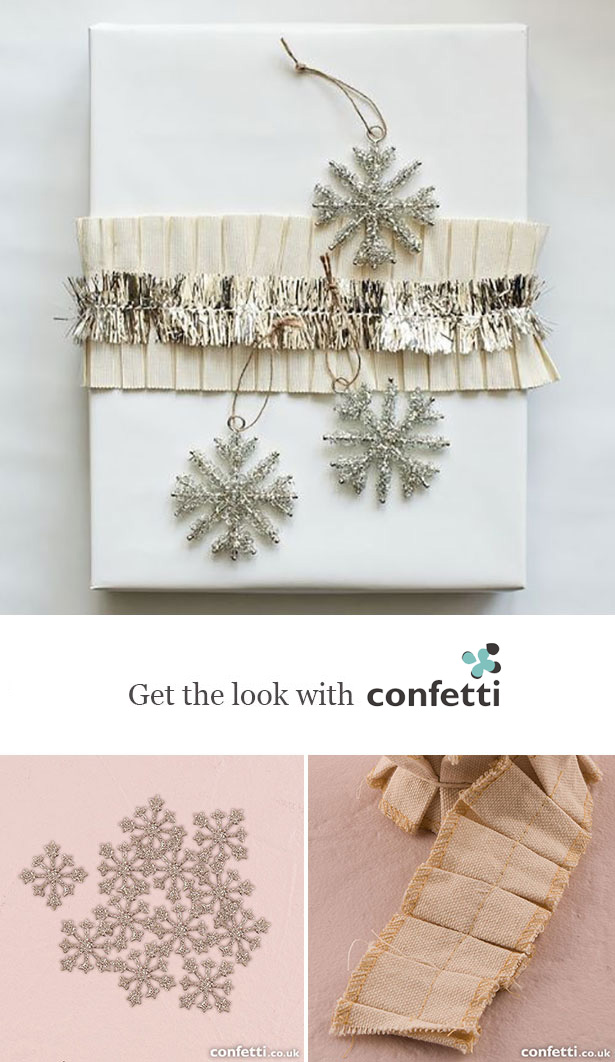 Creative gift wrapping | Snowflake Christmas gift wrapping| Confetti.co.uk