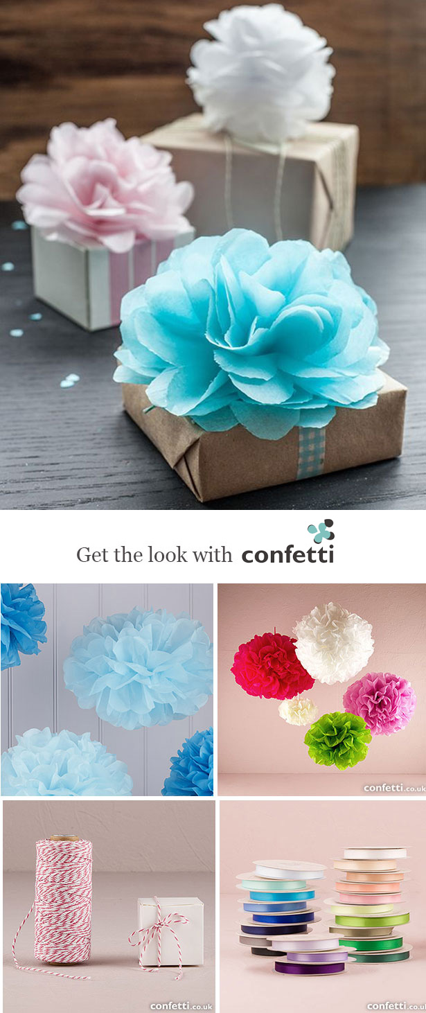 Creative gift wrapping |Tissue flower gift wrapping | Confetti.co.uk