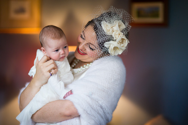 Bride with her flower girl| Abigail and Chris's Real Christmas Wedding | Confetti.co.uk 