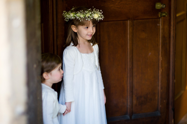 Flower girls arriving at the ceremony | Abigail and Chris's Real Christmas Wedding | Confetti.co.uk 