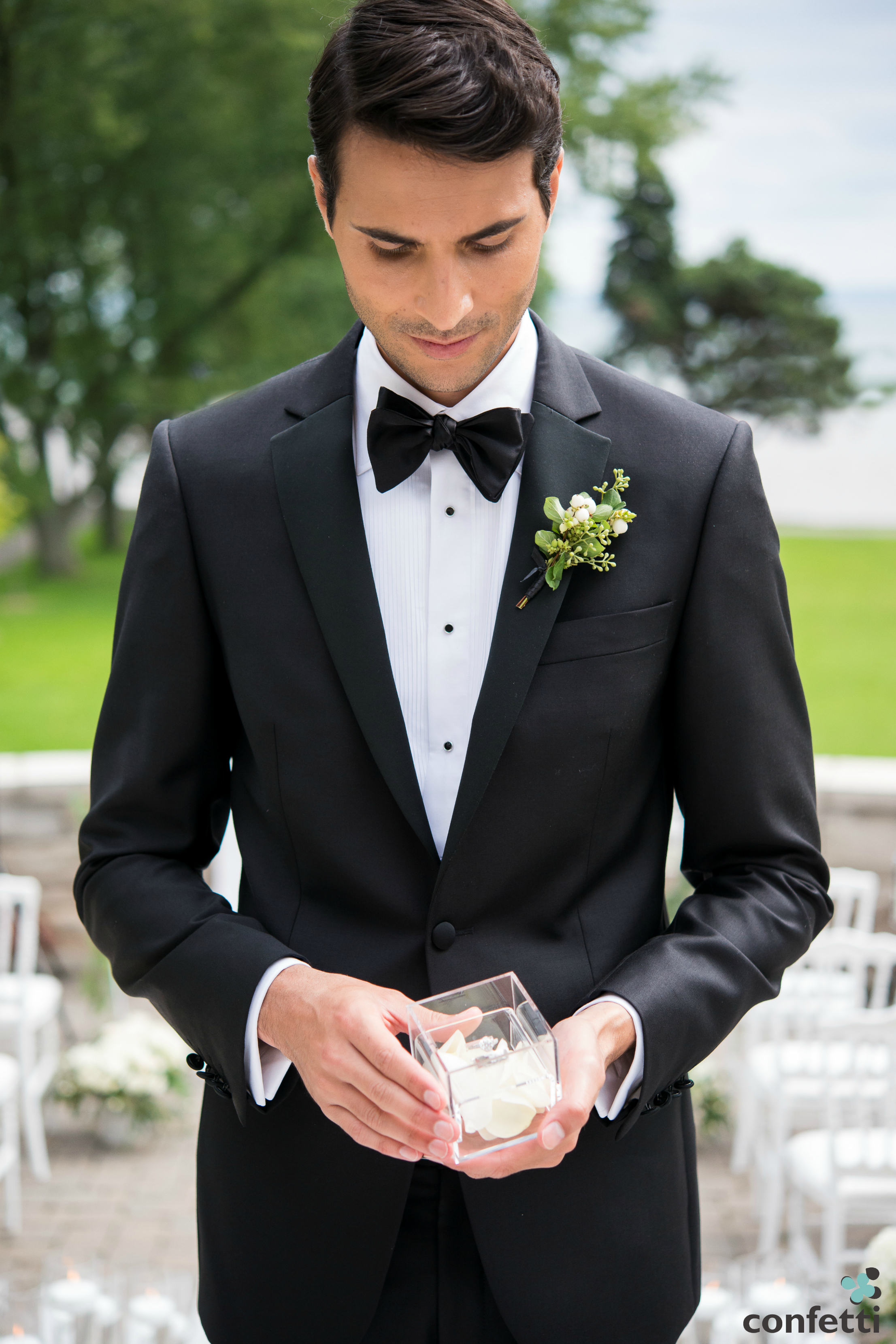 Dapper Groom with Ring in Acrylic Ring Box from Confetti.co.uk