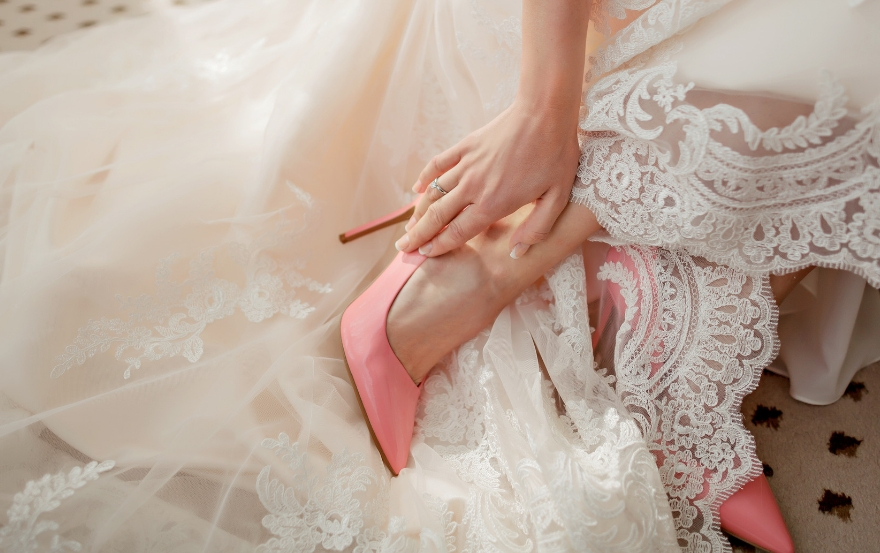 Pink wedding shoes