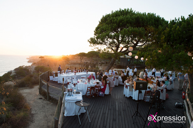 Outside wedding reception  at the Sheraton Algarve Hotel, in the Algarve, Portuga| Debora and James’s real destination wedding | Confetti.co.uk