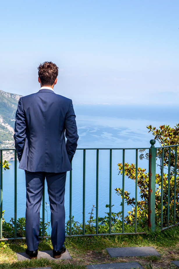 The groom waiting for the bride at the ceremony in Ravello, Italy | Leanne and Chris's Real Italian Wedding | Confetti.co.uk