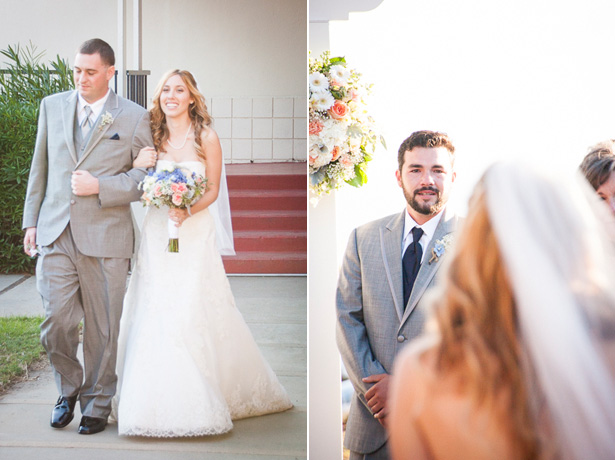 Bride walking down the aisle | Groom emotional reaction to seeing the bride for the first time | Crystal & Giampaolo California Real Wedding |Destination Wedding America | Confetti.co.uk 