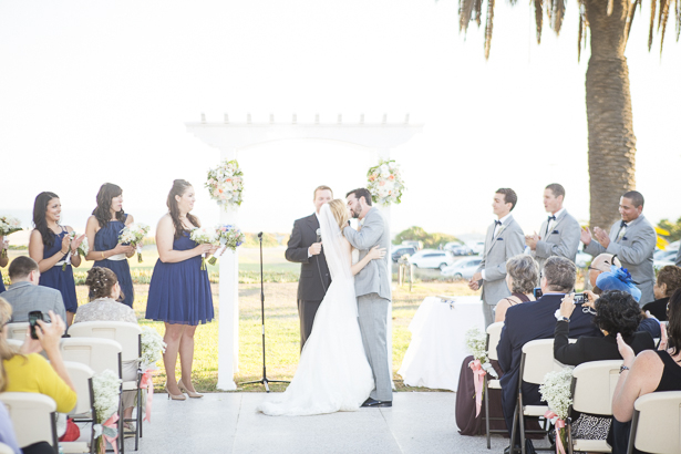 The first kiss and husband and wife | Outdoor wedding ceremony ideas | Beach wedding | Crystal & Giampaolo California Real Wedding |Destination Wedding America | Confetti.co.uk 