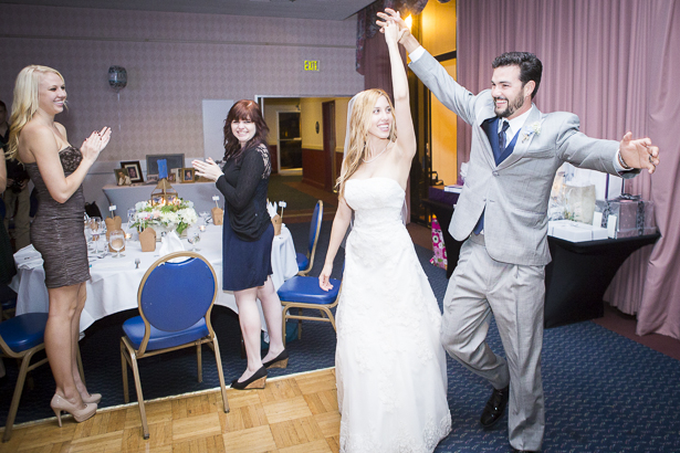 Bride and groom dancing as they enter the reception room | Crystal & Giampaolo California Real Wedding |Destination Wedding | Confetti.co.uk 