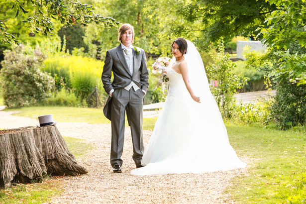  The bride and groom in the garden by Momentous Photography Ltd | Shasha and James real wedding | 1920’s Great Gatsby Wedding Confetti.co.uk 