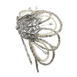 Swarovski Crystal And Pearl Art Deco Fan Headdress By Fabledreams