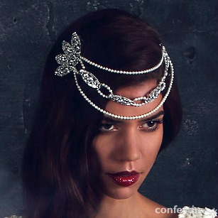 Swarovski Crystal And Pearl Draping Brow Headpiece By Fabledreams