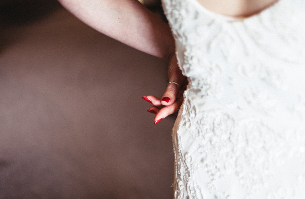 Bride in her wedding dress from Monsoon| Steph and Gary's Real Garden Wedding | Confetti.co.uk  