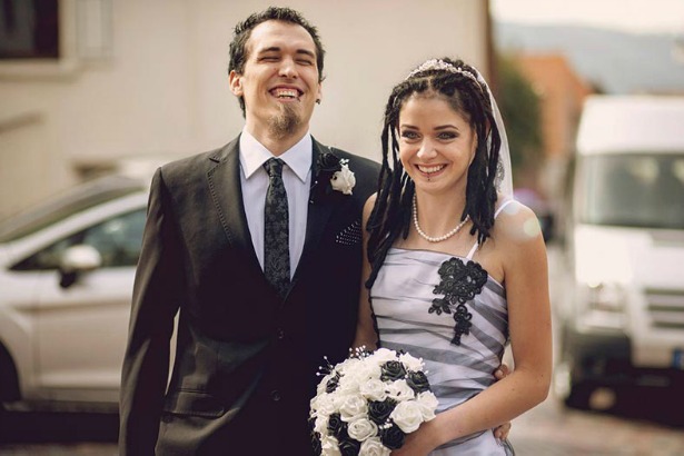 Rebecca's black and white Silk Blooms bouquet