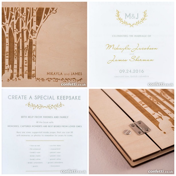 Woodland Pretty personalised wooden guest book | Confetti.co.uk