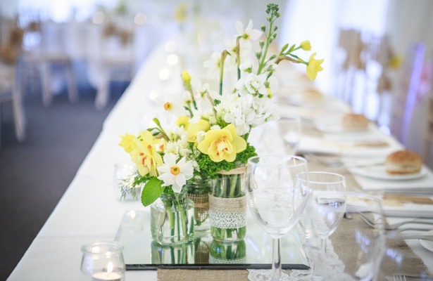 Nadine and Robert's Real wedding yellow daffodils