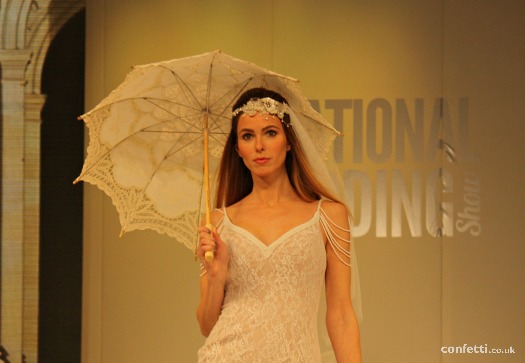 Lace parasol National Wedding Show catwalk close up