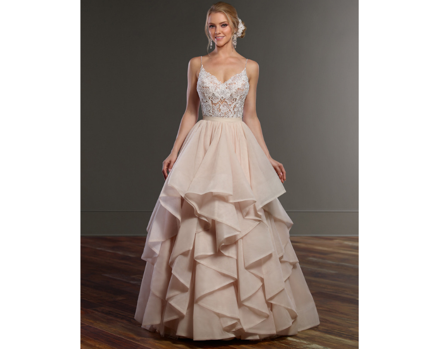 Bridal separates with pink skirt