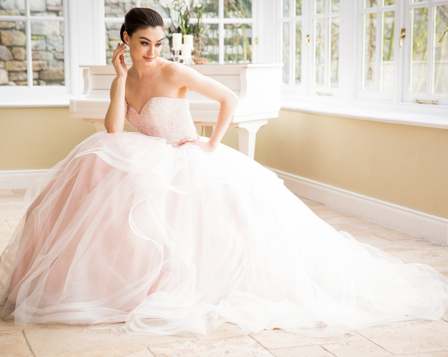 Pastel pink bridal gown