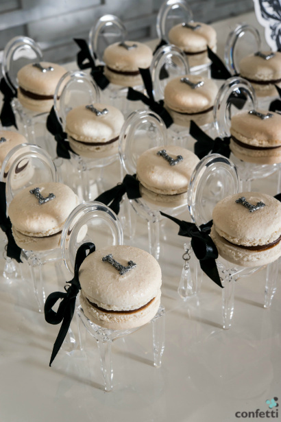 Macarons on plastic chairs for a wedding | Confetti.co.uk