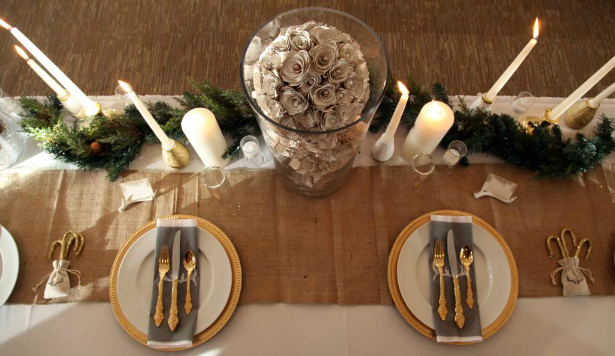 Place settings for a winter wedding reception | Confetti.co.uk