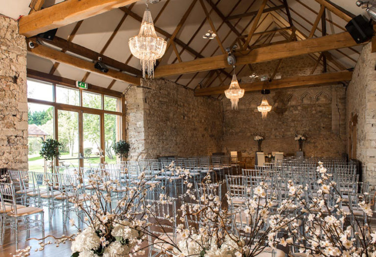 The Monks' Refectory at Notley Abbey Wedding Venue in Buckinghamshire - Bijou Wedding Venues - Country House Wedding Venue - Beautiful Wedding Aisle Inspiration | Confetti.co.uk