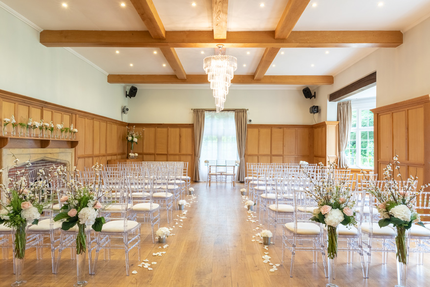 Wedding Aisle Lined with Flower Petals - Luxury Wedding Ceremony Set Up at Silchester House - Bijou Wedding Venue in Berkshire | Confetti.co.uk