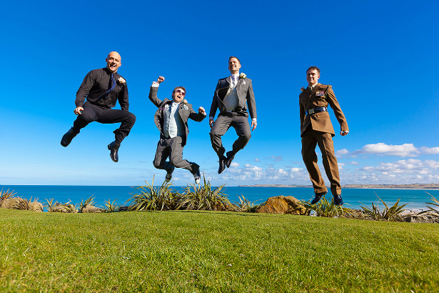 Groom and his groomsmen at his Carbis Bay Hotel wedding 