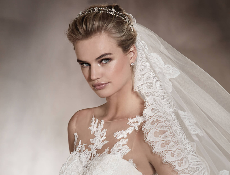 Angelica Sweetheart Neckline Wedding Dress with Sparkling Crystal Headband | Confetti.co.uk