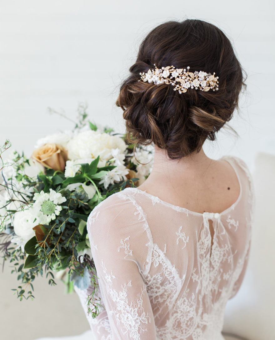 Gold Flower Headpiece Gold Flower Hair Clip Glass and Crystals Wedding Hair Barrette by GildedShadows on Etsy | Confetti.co.uk