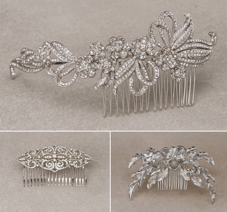 Silver Wedding Combs by Pronovias - PEDRERA PEINETA - MONUMENTAL PEINETA - and LIS PEINETA from the Pronovias Headpiece Collection | Confetti.co.uk