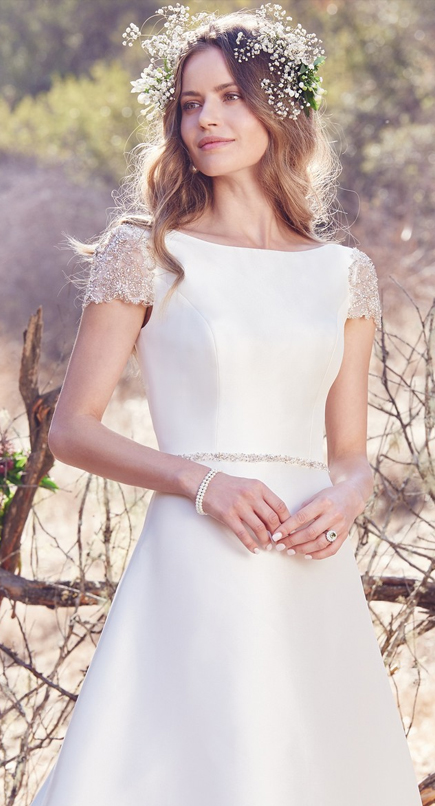 Talin A line Wedding Dress with Cap Sleeves from the Cordelia Collection by Maggie Sottero Designs | Confetti.co.uk