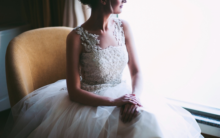 Bride in her wedding dress