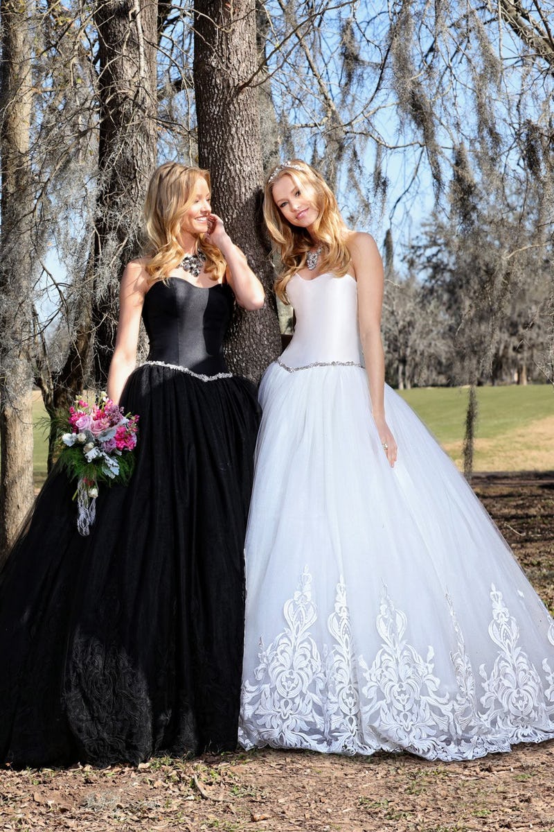 Black and white ballgowns by Ashley and Justin Bride | Confetti.co.uk