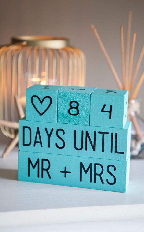 Building blocks representing a wedding countdown