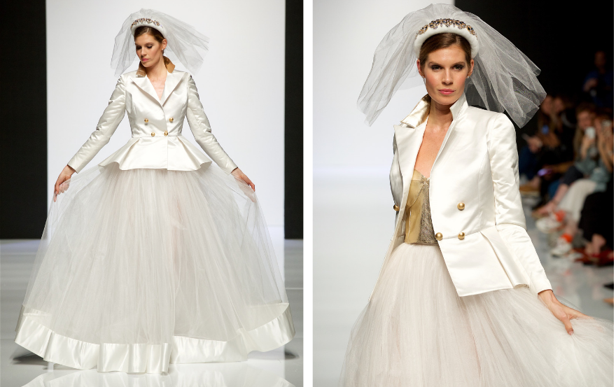 Wedding dress with suit jacket