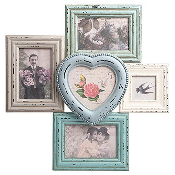 Distressed Multi Photo frame (cream & blue) | Confetti.co.uk